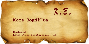 Kocs Bogáta névjegykártya